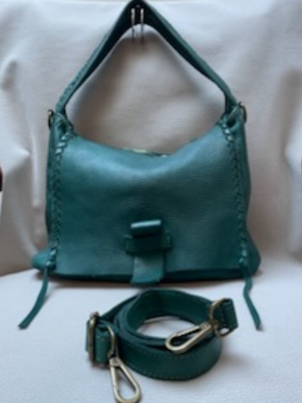 Tulipani Dark Green Italian Leather Shoulder/Crossbody Bag
